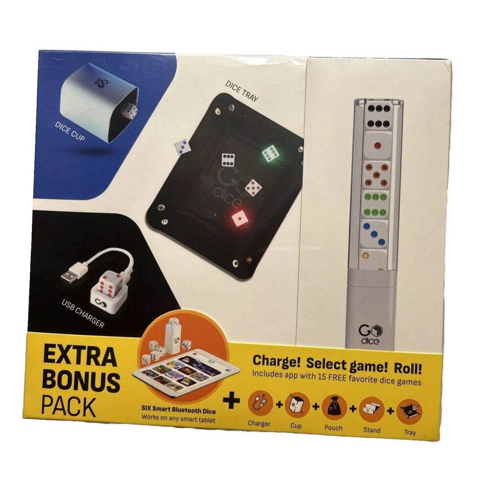 Go Dice Pro Pack with Accessory Pack Dice Tray, Dice Cup, USB Charger